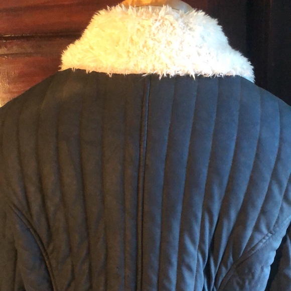 Mudd black jacket /white faux fur detachable collar XL/pink lining /mid 2000's - Picture 9 of 16